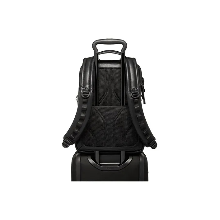 TUMI Alpha Bravo Recycled Leather Backpack Men's Black-4