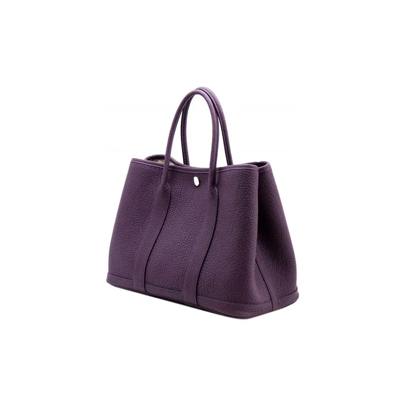 HERMES Garden Party Negonda Calfskin Garden Handbag Regular Women's N5 Cassis Black Currant Color-3