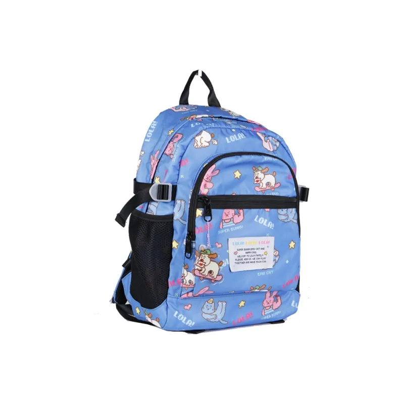 LOLA DESIGN Fabric Backpack Women's Milk White/Royal Blue-6