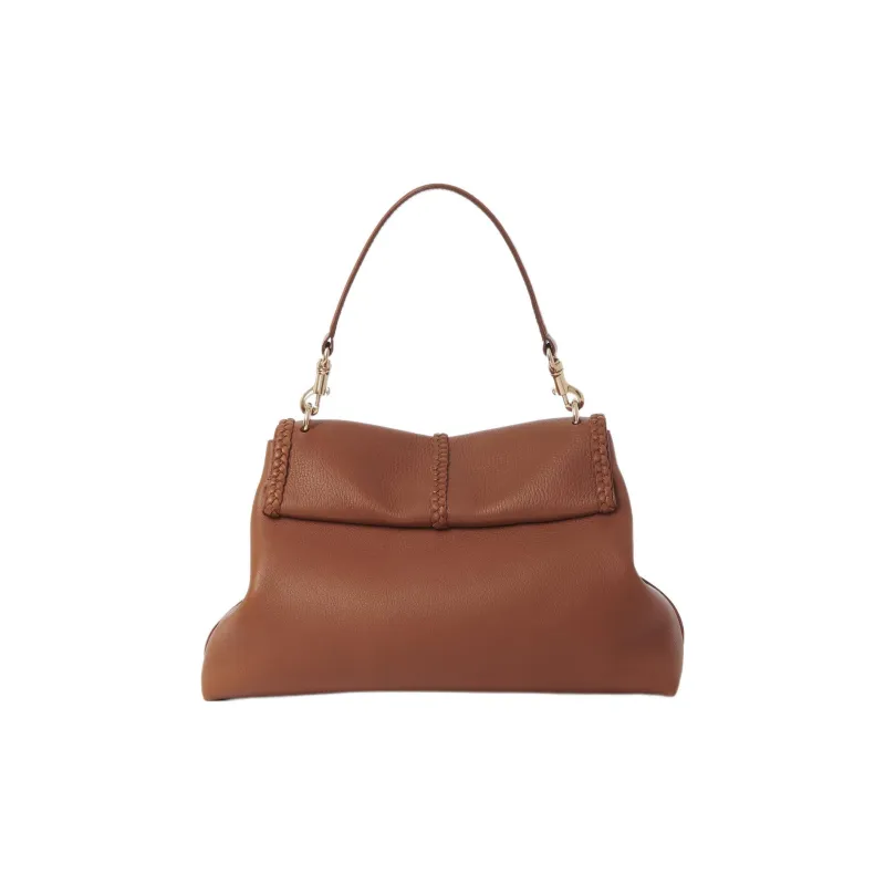 Chloe Soft Grained Calfskin Portable Crossbody Bag Shoulder Bag Medium Size Women's Caramel-1