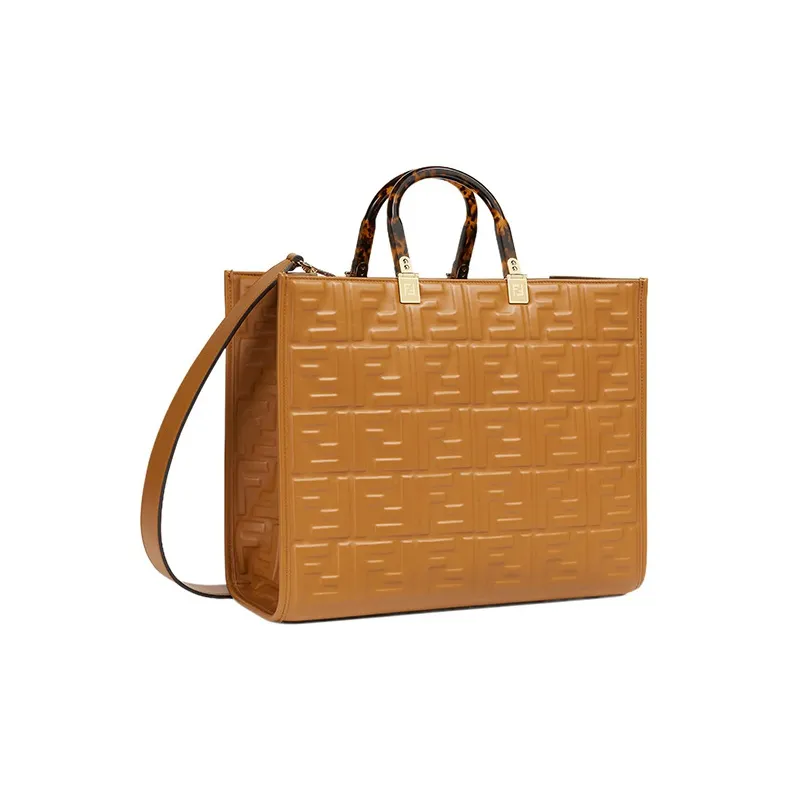 FENDI Sunshine Calfskin Tote Bag, Shopping Bag, Shoulder Bag, Crossbody Bag, Handbag Medium Size Women's Brown-1
