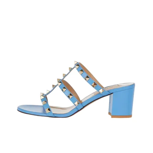 Valentino Rockstud Slide Slippers Women's Blue