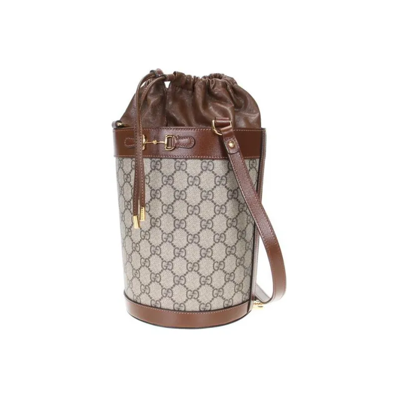 GUCCI Horsebit 1955 Canvas With Calfskin Bucket Bag, Portable Crossbody Bag, Shoulder Bag Women's-1