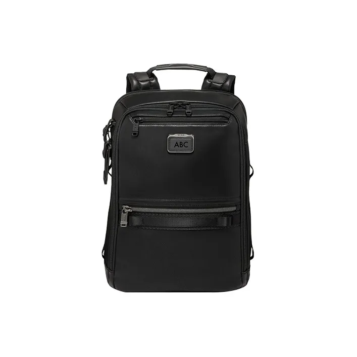 TUMI Alpha Bravo Recycled Leather Backpack Men's Black-0