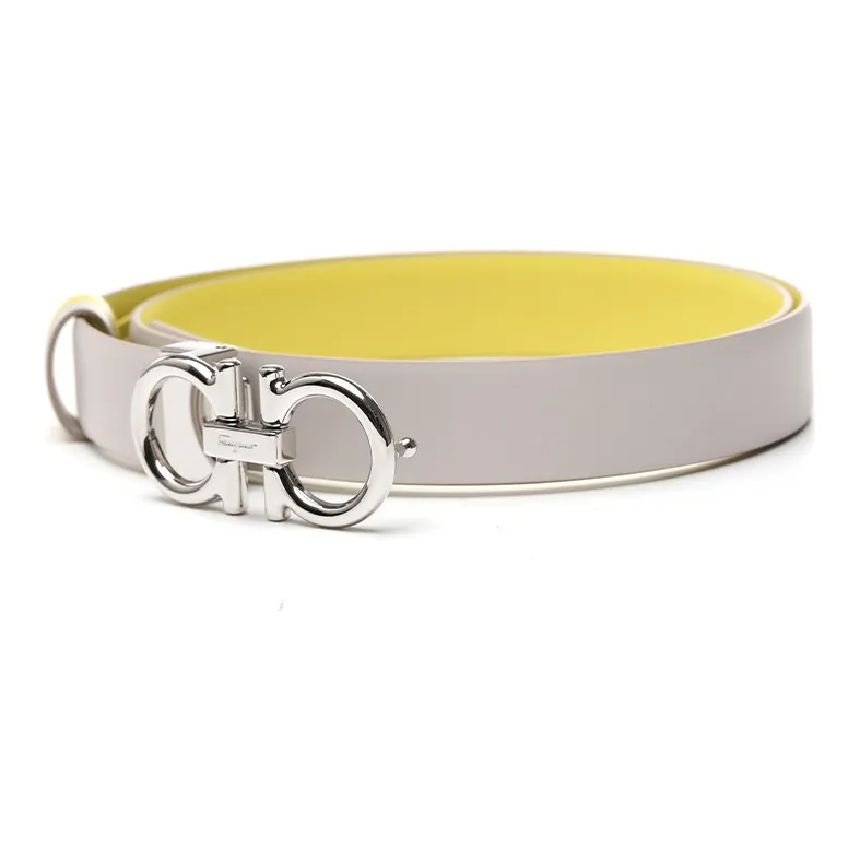 Ferragamo Leather Belts Women's Gray/Yellow-1