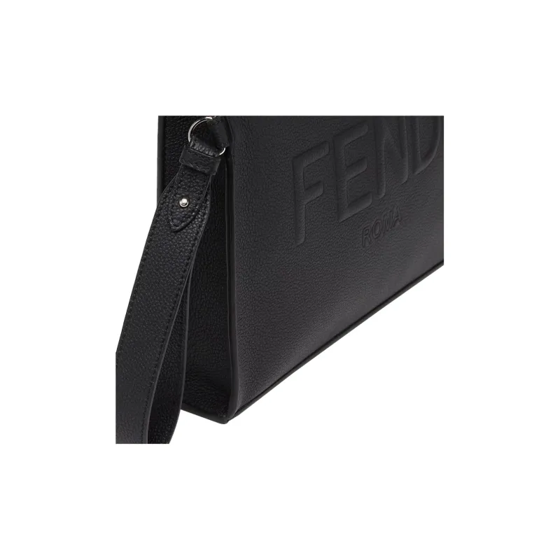 FENDI Cow Leather Clutch Men's Black-4