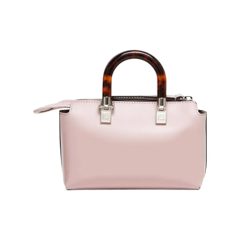 FENDI Patent Leather Boston Bag Handbag Shoulder Bag Crossbody Bag Mini Women's Light Pink Red-1