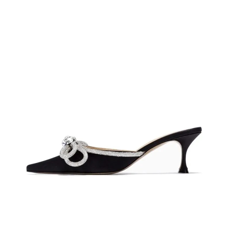 MACH & MACH Double Bow 65mm Embellished Mules-0