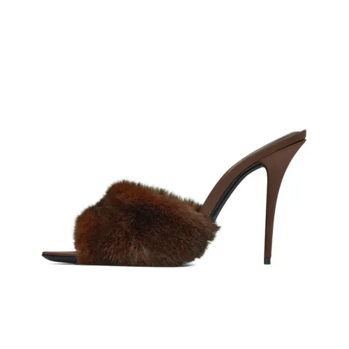 SAINT LAURENT Slide Slippers Women's Chocolate