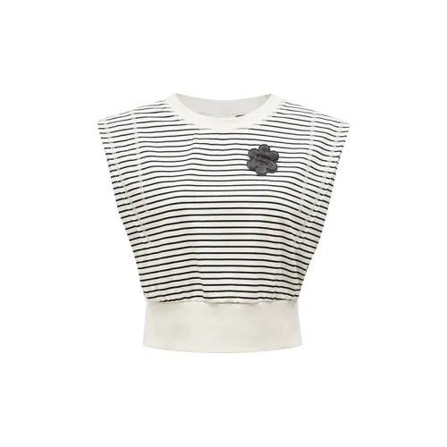 ONLY Crop Tops Women's White With Black Stripes