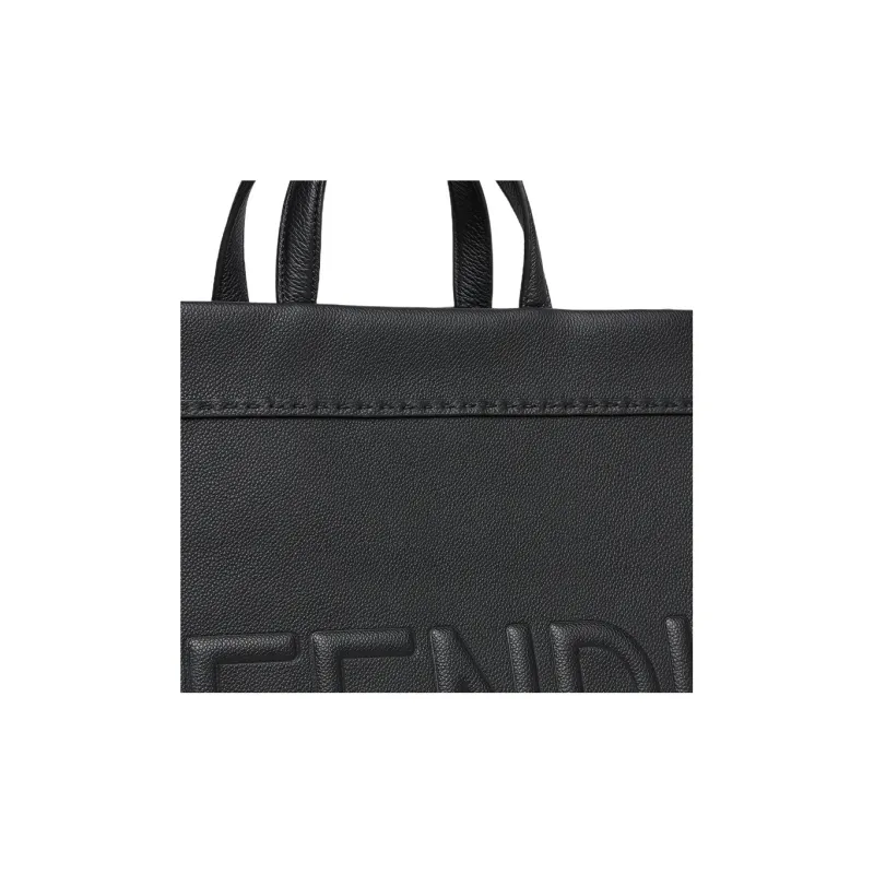 FENDI ROMA Calfskin Shoulder Bag, Crossbody Bag, Handbag Medium Size Men's Black-4