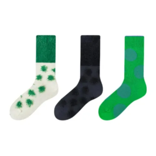 ALMOND ROCKS Long Feather Polka Dot Series Mid Calf Socks Unisex
