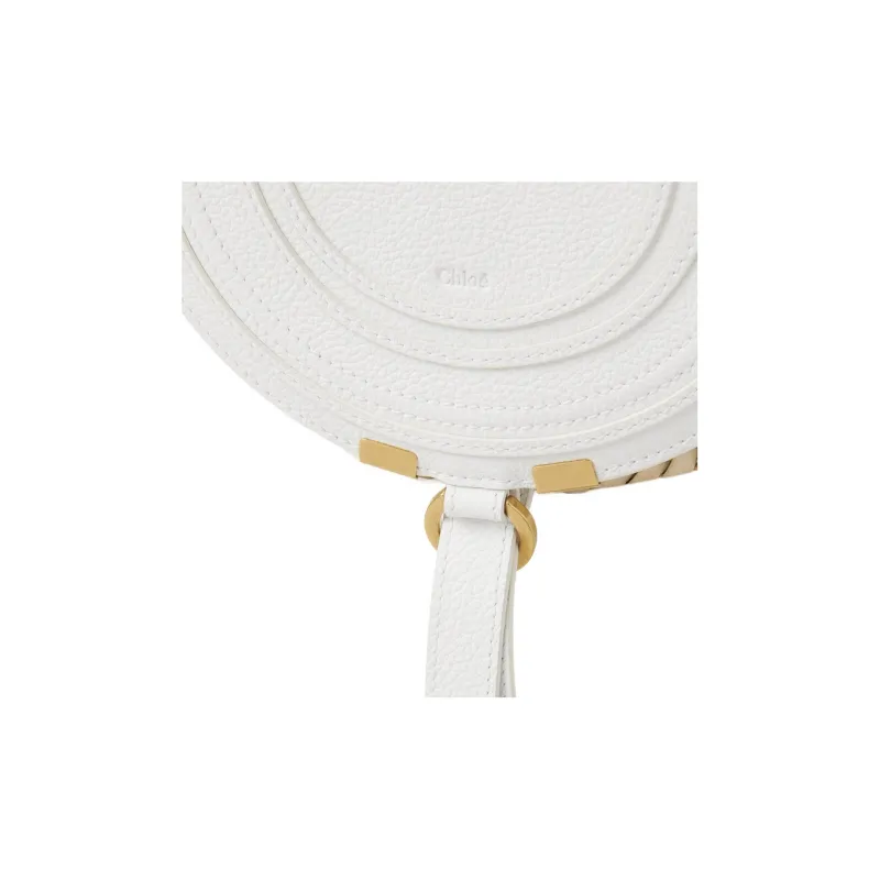 Chloe Marcie Raffia Grained Calfskin Shoulder Bag Crossbody Bag Women's White-4