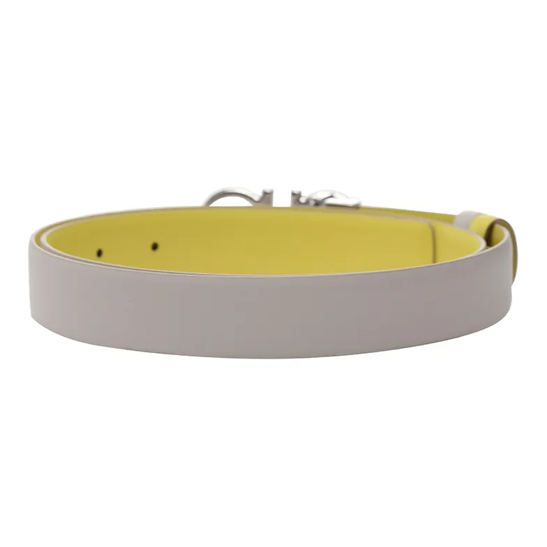 Ferragamo Leather Belts Women's Gray/Yellow-2