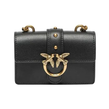 PINKO Cow Leather Shoulder Bag, Crossbody Bag Extra Mini Women's Black
