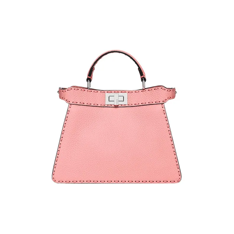 FENDI Peekaboo ISeeU Calfskin Shoulder Bag Crossbody Bag Handbag Small Size Women's Pink-0