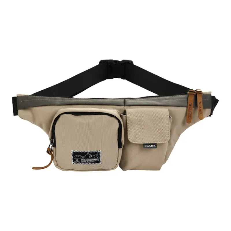 CAMEL Fabric Fanny Pack Sling Bag Crossbody Bag Regular Unisex Cloud Charcoal Black/Military Green/Mist Apricot-2