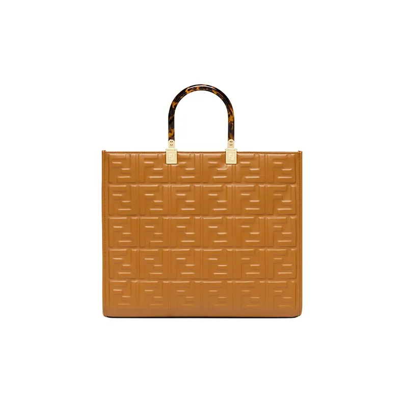 FENDI Sunshine Calfskin Tote Bag, Shopping Bag, Shoulder Bag, Crossbody Bag, Handbag Medium Size Women's Brown-2