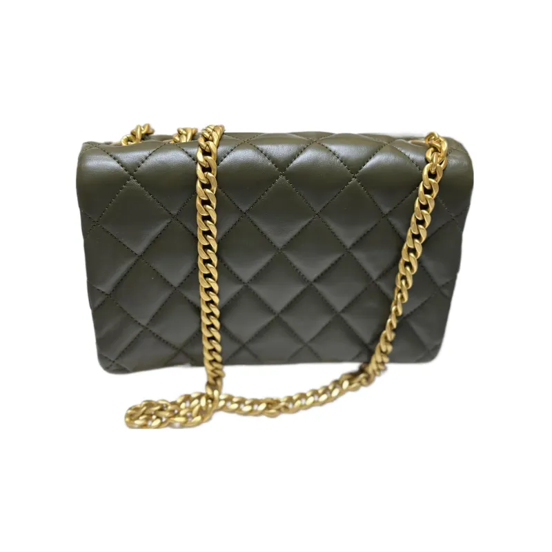 CHANEL 22K Autumn And Winter Sheepskin Flap Bag, Shoulder Bag, Crossbody Bag Small Size Women's Olive Green-2