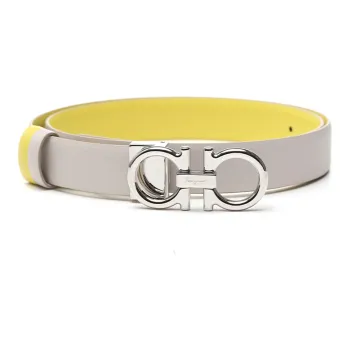 Ferragamo Leather Belts Women's Gray/Yellow
