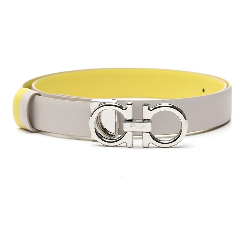 Ferragamo Leather Belts Women's Gray/Yellow-0
