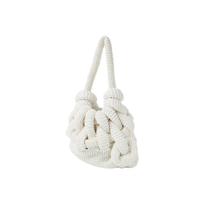 Chloe Knitted Fabric Hobo Bag Handbag Shoulder Bag Women's White-1