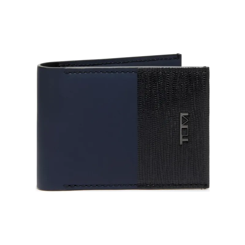 TUMI Leather Money Clip Card Holder Men's Black & Blue-0