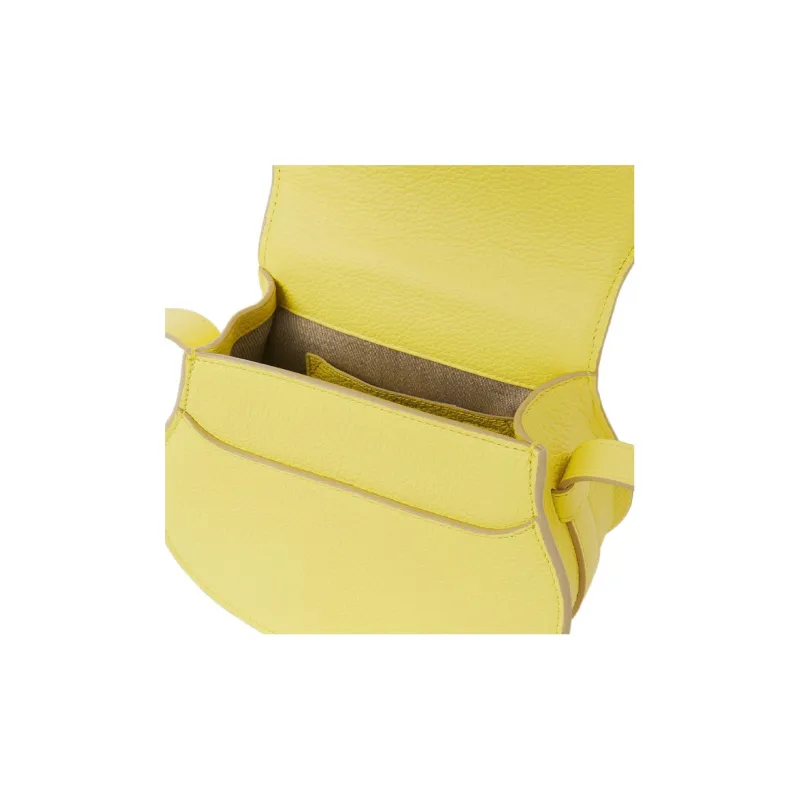 Chloe Marcie Grain Calfskin Saddle Bag, Shoulder Bag, Crossbody Bag Small Size Women's Yellow-3