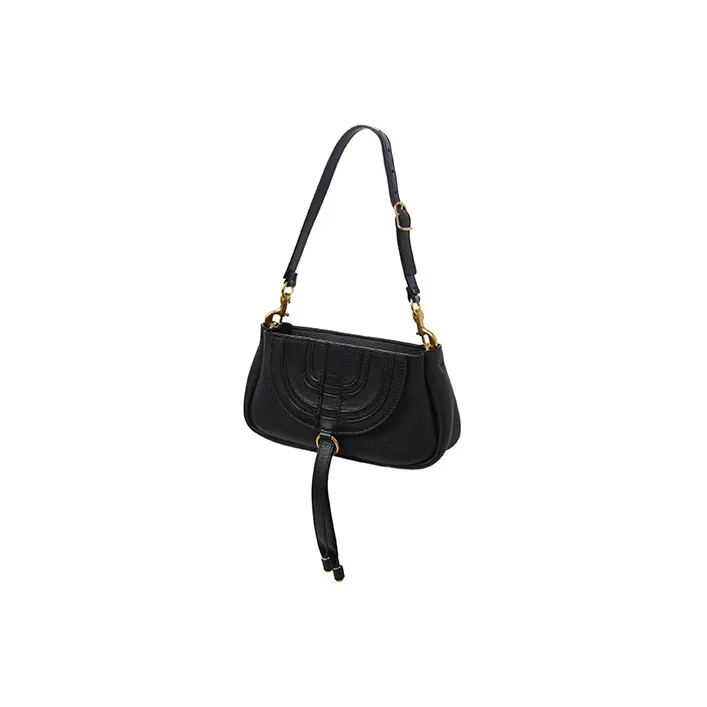 Chloe Marcie Grained Calfskin One Shoulder Portable Clutch Small Size Women's Black-1