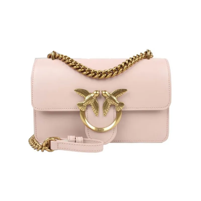 PINKO Cow Leather Shoulder Bag, Crossbody Bag Women's Pink-0