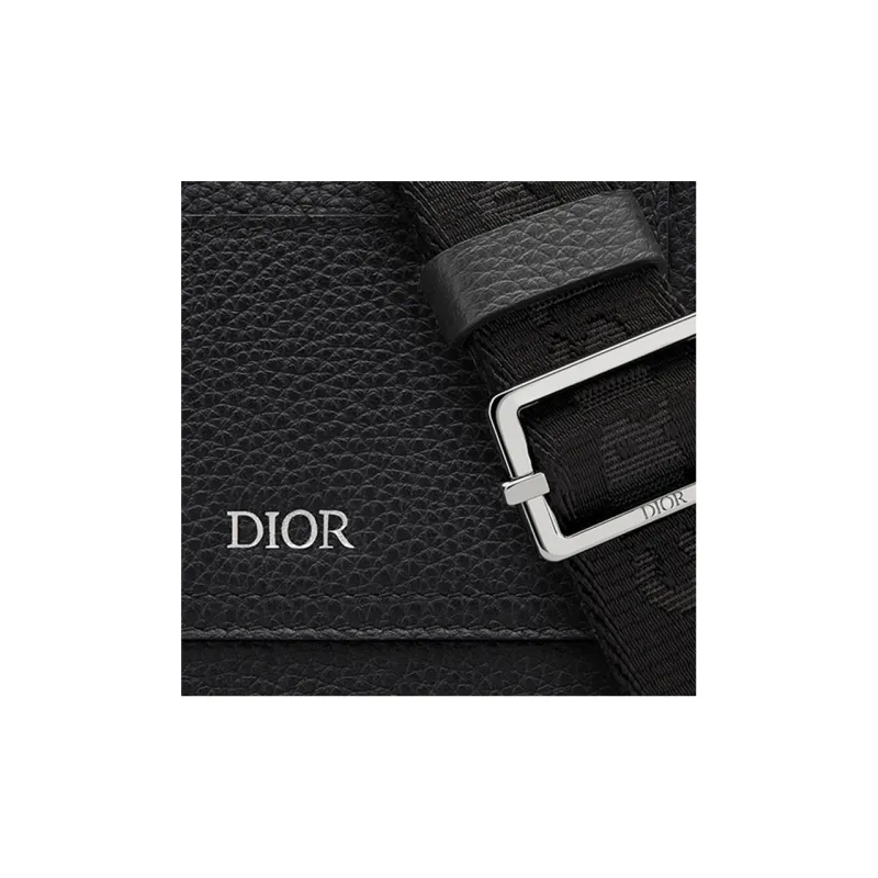 DIOR Grained Calfskin Clutches Crossbody Bag Shoulder Bag Men's Black-7