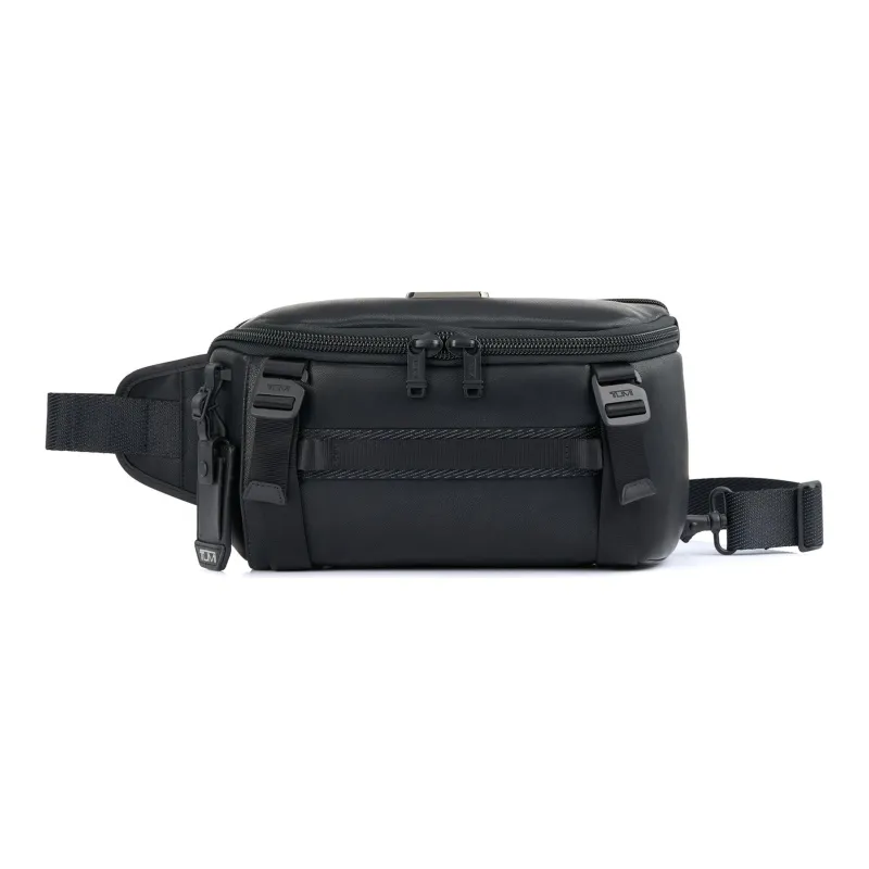TUMI Alpha Bravo Leather Fanny Pack Sling Bag Crossbody Bag Shoulder Bag Women's Black-0