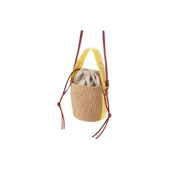 Chloe Woody With Calfskin Shoulder Bag, Crossbody Bag, Handbag Trumpets Women's Yellow/Light Brown-1