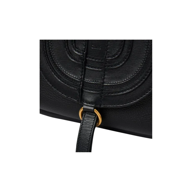 Chloe Marcie Grained Calfskin One Shoulder Portable Clutch Small Size Women's Black-4
