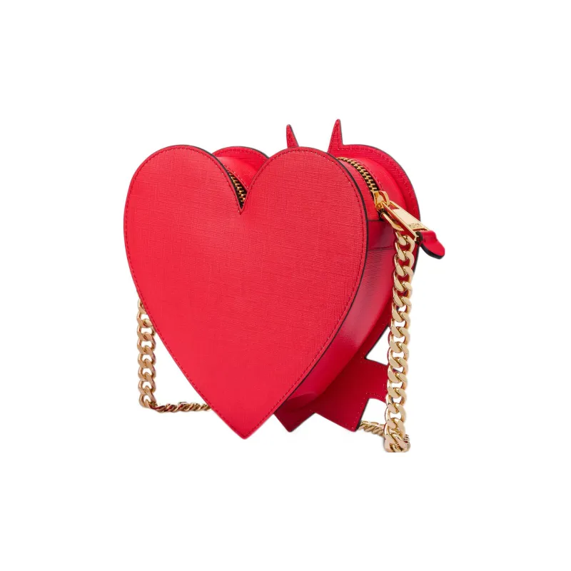 MOSCHINO PU Polyurethane Heart Shaped Bag, Crossbody Bag, Shoulder Bag Women's Red-1