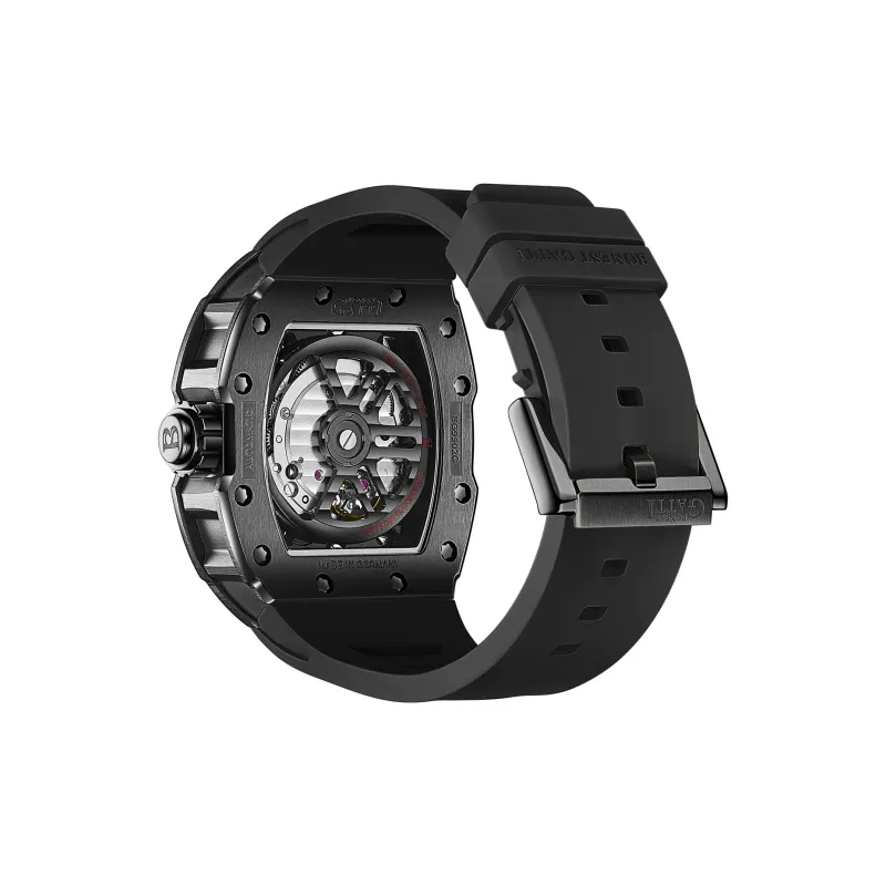 BONEST GATTI Phantom Speed Collection Mini Barrel Watch Mechanical Movement Rubber Strap Watch Unisex White Dial-3