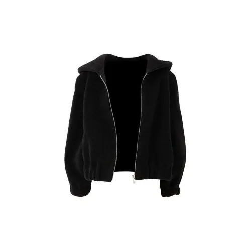 SOON FLOWER Velvet Jackets Women's Black