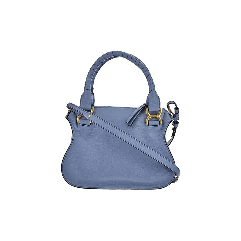 Chloe Marcie Grained Calfskin Shoulder Bag Crossbody Bag Handbag Small Size Women's Blue-2