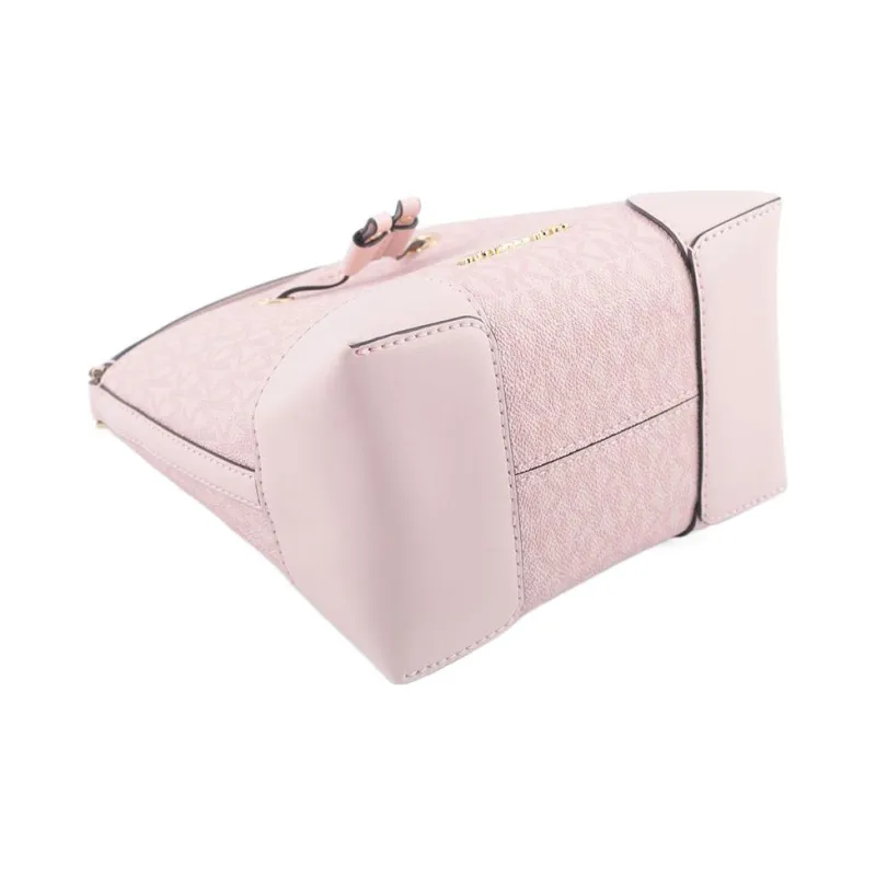 MICHAEL KORS Mercer Coated Canvas With Leather Bucket Bag, Handbag, Shoulder Bag, Crossbody Bag Trumpets Women's Pink-4