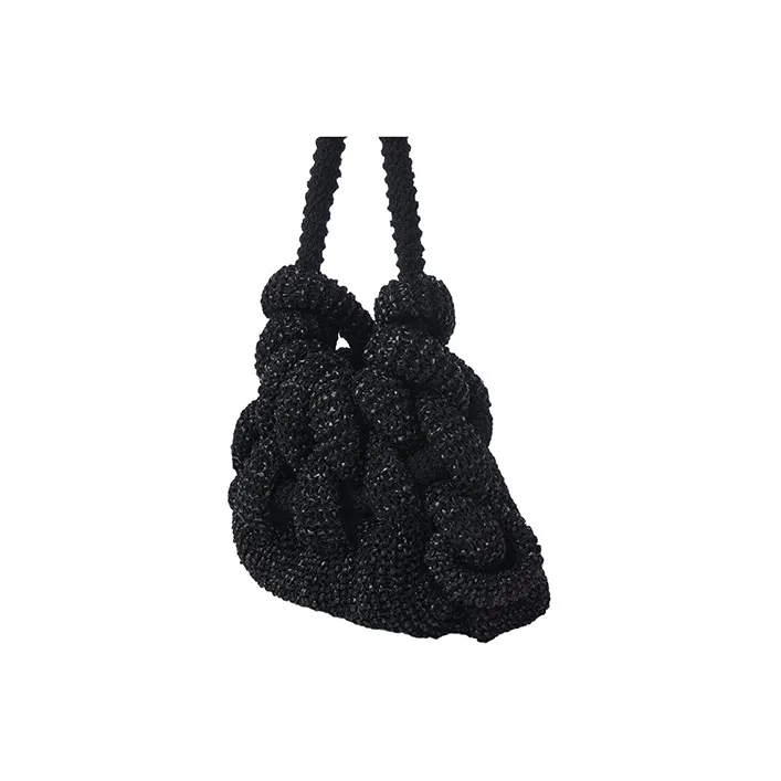 Chloe Knitted Fabric Hobo Bag Handbag Shoulder Bag Women's Black-1