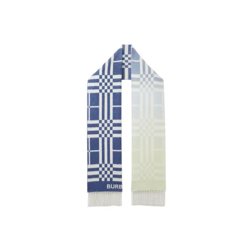 Burberry Knit Scarves Unisex Blue/White