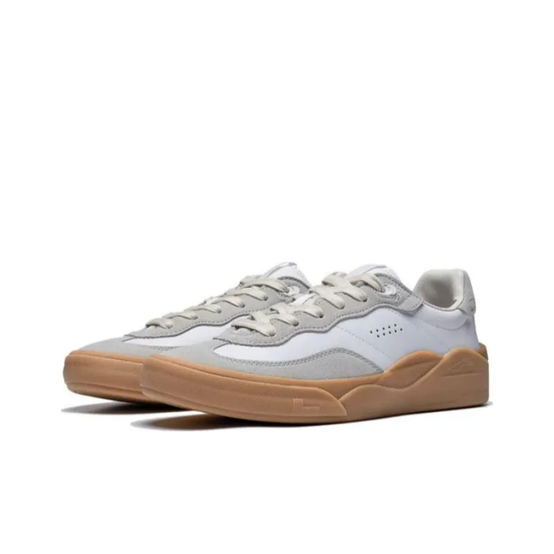LiNing Durable Breathable Low Top Skateboard Shoes Men's White Gray-2