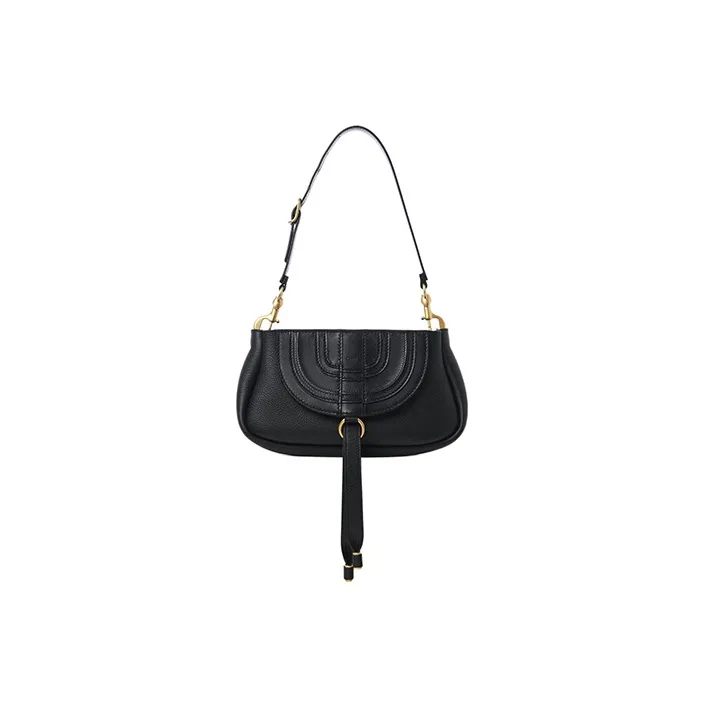 Chloe Marcie Grained Calfskin One Shoulder Portable Clutch Small Size Women's Black-0
