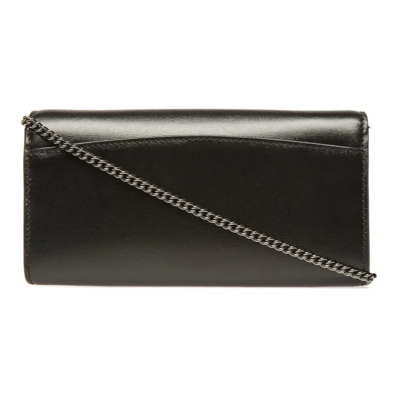 BALLY Wrinkle-Free Cow Leather One Shoulder Clutch Wallet Women's Black-1