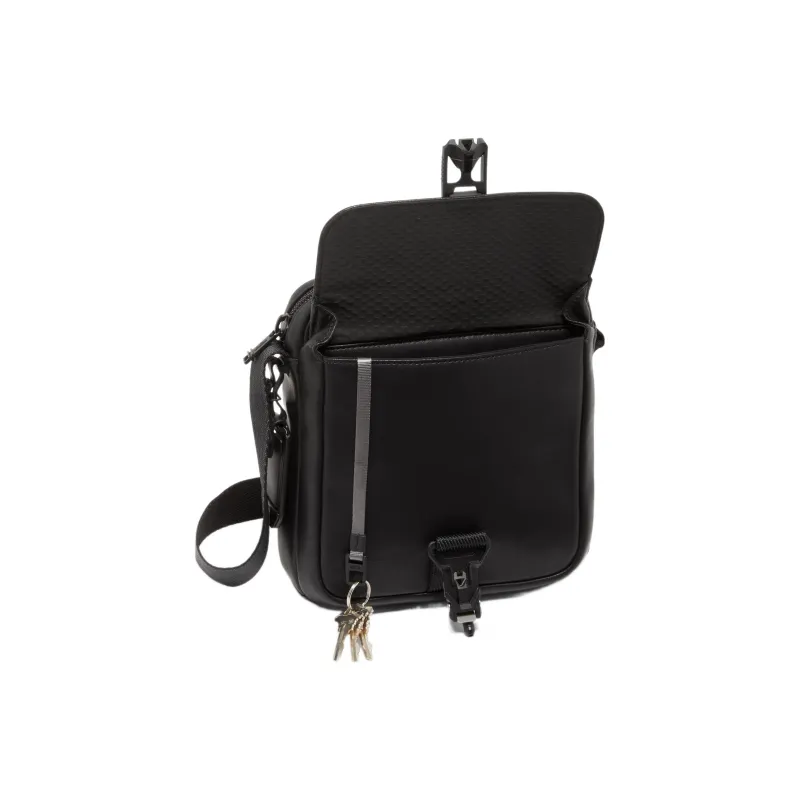 TUMI Leather Shoulder Bag, Crossbody Bag Unisex Black-3
