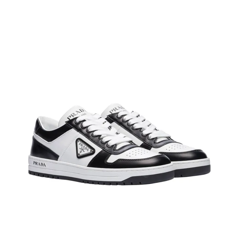 PRADA Downtown Leather Sneakers 'White Black ' Women's-1