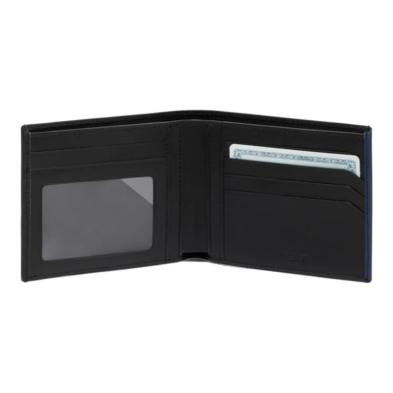 TUMI Leather Card Holder Wallet Men's Black & Blue-1