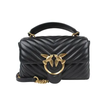 PINKO Puff Cow Leather Pillow Bag, Handbag, Shoulder Bag, Crossbody Bag Regular Women's Black