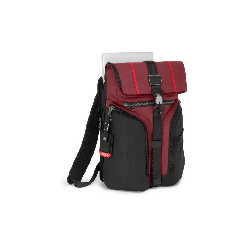 TUMI Nylon Backpack Men's Red & Black-4