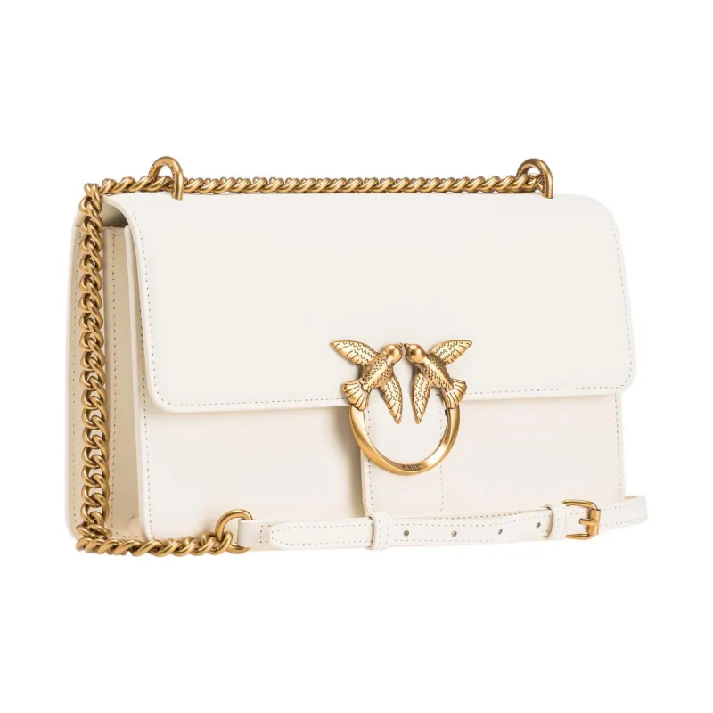 PINKO Cowhide Leather Shoulder Bag Crossbody Bag Women's White-1